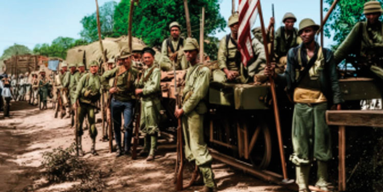Marines norteamericanos transportados por trenes durante la intervención a nuestro país en 1912.